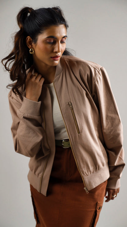 Women's Cotton Twill Jacket - Mocha Brown