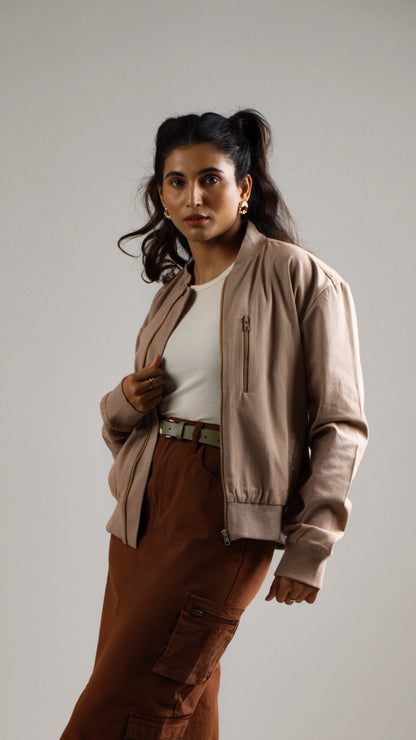 Women's Cotton Twill Jacket - Mocha Brown