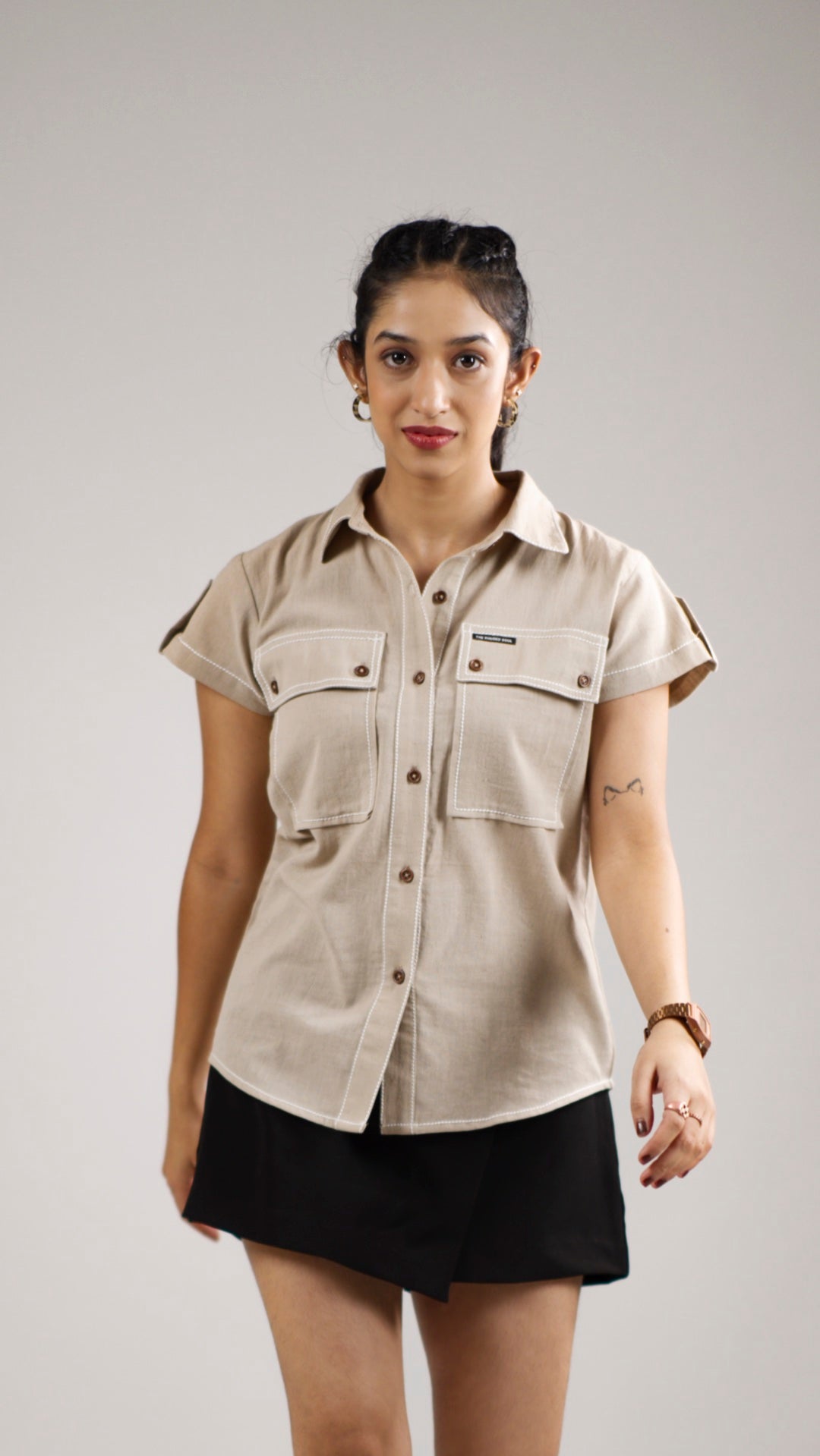Women's Cotton Linen Shirt - Desert Khaki